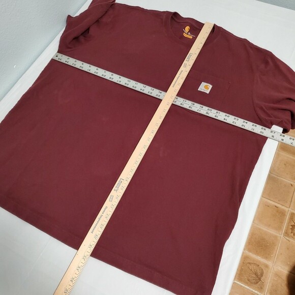 Carhartt Mens XL T-shirt WorkWear Pocket Basic Heavyweight Jersey Knit Maroon - Picture 6 of 9